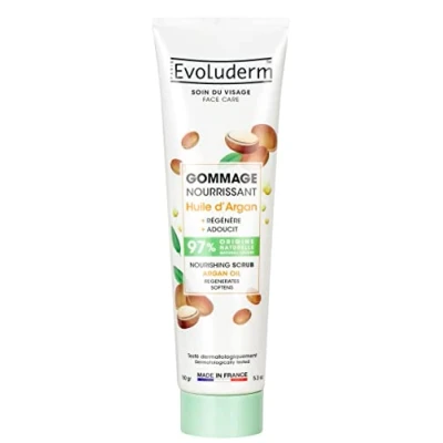 Afbeelding van EVOLUDERM Voedende scrub arganolie 150 ml 97% natuurlijke oorsprong veganistisch gemaakt in Frankrijk