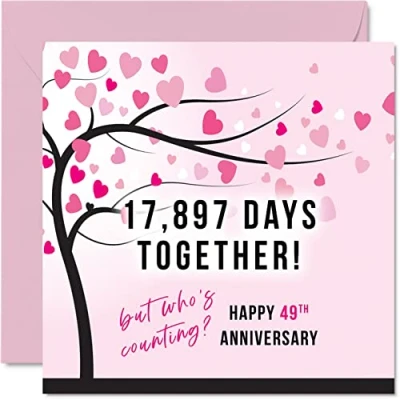 Afbeelding van Grappige wenskaart voor de 49e verjaardag vrouw of echtgenoot 17897 Days Together I Love You Gifts trouwdag partner, 145 mm x