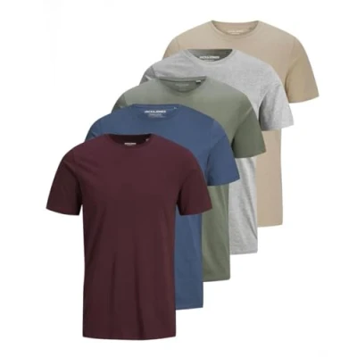 Afbeelding van JACK &amp; JONES T shirt uni à col rond pour homme, Lot de 5 (Pack D), XL