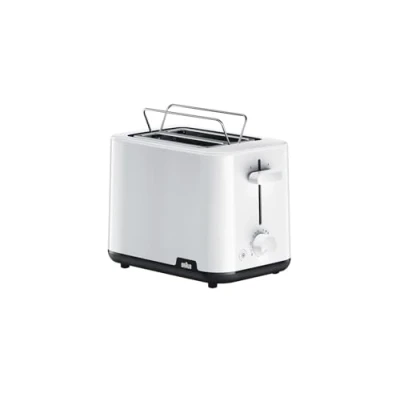 Afbeelding van Braun Breakfast1 broodrooster met 2 sneetjes, 8 roosterniveaus, afneembare kruimelplaat, broodlift, muffinchauffeur, 900 W, HT1010WH, kunststof, wit