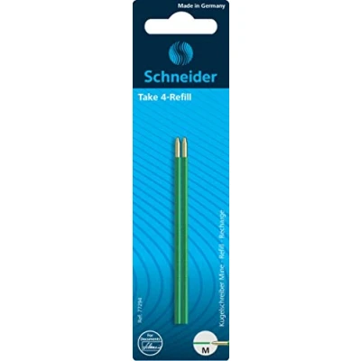 Image de Recharge pour stylo à quatre couleur Take 4 (2 x vert). Largeur de trait M. Avec la technologie Viscoglide® une écriture extraordinairement douce et fluide. Indélébile selon norme ISO 12757 2.