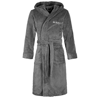 Afbeelding van Di Vadini Florenz Badjas met capuchon voor dames en heren, uniseks, nachtkleding van elegante microvezel, Öko Tex Standard 100, kimono kleuren maten XXS 5XL, Donkergrijs