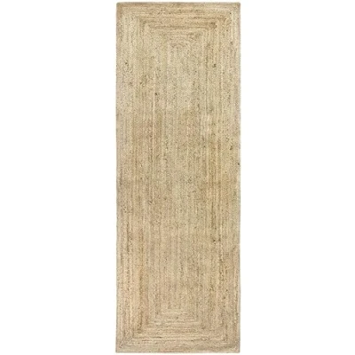 Afbeelding van HAMID jute tapijt, natuurlijke kleur, Alhambra 100% jutevezel, handgemaakt, tapijt voor woonkamer, eetkamer, slaapkamer, hal, kleur (80 x 200 cm)