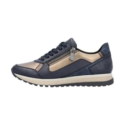 Afbeelding van Rieker Sneakers laag, Dames, Maat: 41, Blauw Imitatieleer/ textiel