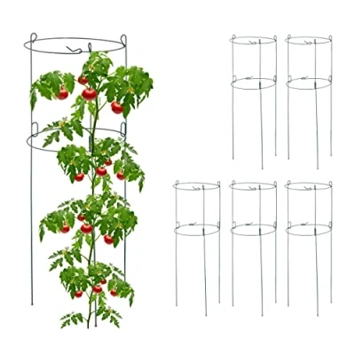 Afbeelding van Relaxdays plantensteun set van 6 ronde plantengeleider klimplantensteun metaal rozen
