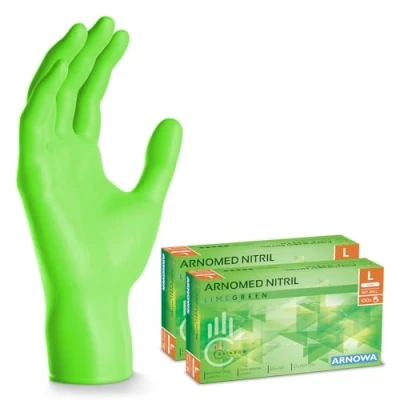Afbeelding van ARNOMED Groene wegwerphandschoenen, nitril handschoenen, maat L, wegwerphandschoen 200 stuks (2 dozen), poedervrij en latexvrij, wegwerphandschoenen in XS, S, M, L XL