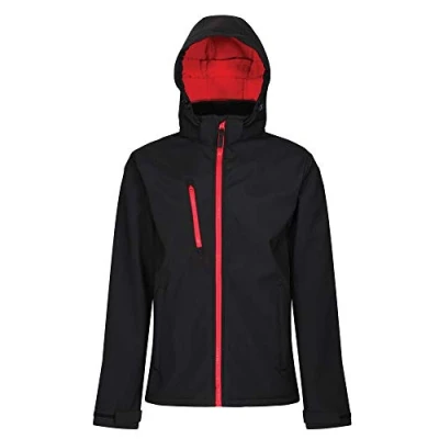 Afbeelding van Regatta Venturer 3 Layer Printable Hooded Softshell Jacket RG701 BLACK/CLASSIC RED 3XL