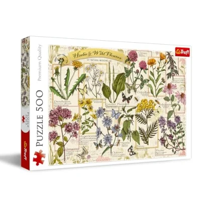 Afbeelding van Trefl Herbarium: geneeskrachtige kruiden puzzel 500 stukjes DIY met retro afbeelding, planten, creatief entertainment, vrije tijd, klassieke voor volwassenen en kinderen vanaf 10