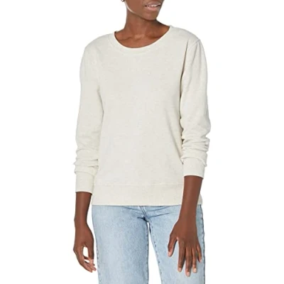 Image de Amazon Essentials Chandail en coton molletonné à encolure ras du cou tissu bouclette pour femme (disponible grande taille), avoine chiné, taille M
