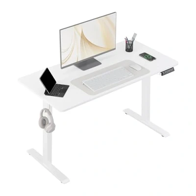 Afbeelding van WOLTU TS194ws02 In hoogte verstelbaar bureau 120 x 60 cm, speeltafel met elektrische lift, 72 tot USB opladen, 4 geheugenhoogtes en botsbeveiliging, wit