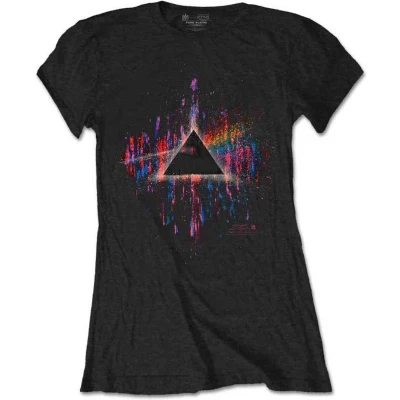 Afbeelding van Pink Floyd Dark Side Of The Moon Splatter Dames T shirt L Zwart