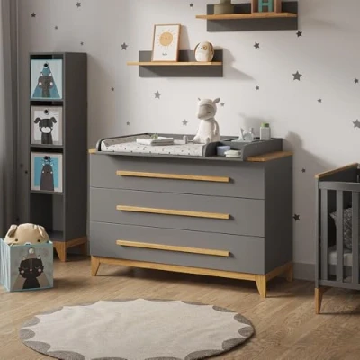 Afbeelding van Vitalispa Commode Malia, Grijs/Grijs, 133 x 98 cm XL met 3 laden