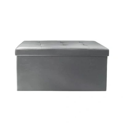 Afbeelding van Home Deco Poef/hocker Eccense opvouwbaar grijs polyester/MDF 76 x 38 cm