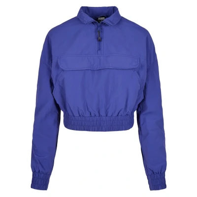 Afbeelding van Urban Classics Cropped Crinkle Nylon Pullover Jas M Blauw