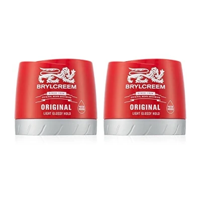 Afbeelding van 2 x Brylcreem Original Light Glossy Houd voor heren, haarstyling crème, rood, tub, 150 ml van