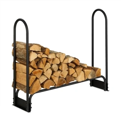 Afbeelding van Relaxdays brandhoutrek metaal 110 cm breed haardhout opslag binnen buiten stevig