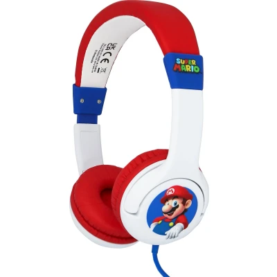 Afbeelding van Super Mario junior koptelefoon met volumebegrenzing verstelbaar (wit/rood)