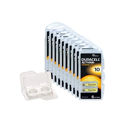 Afbeelding van Duracell Activair 60 stuks gehoorapparaatbatterijen, EasyTab, type 10 BL6, x 6 stuks, 1,45 V, Zinc Air/Hearing Aid