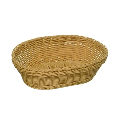 Afbeelding van APS Ovale mand van polypropyleen, gevlochten, 25 x 19 cm, hoogte 6,5 beige