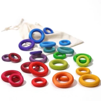 Afbeelding van Grimm&#039;s Bouwringen 24 stuks regenboog