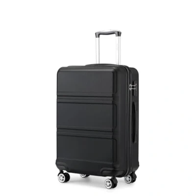 Afbeelding van Reiskoffer, trolley met harde schaal, handbagage, dubbele wielen, lichtgewicht, ABS kunststof, cijferslot, 55 cm, zwart