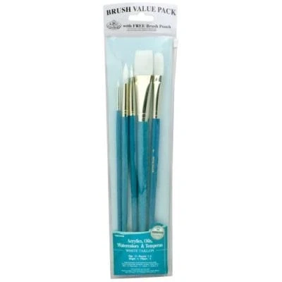 Image de ROYAL &amp; LANGNICKEL RSET 9188 SET DE PINCEAUX VARIÉTÉ À LONG MANCHE TAKLON BLANC 5 PIÈCES