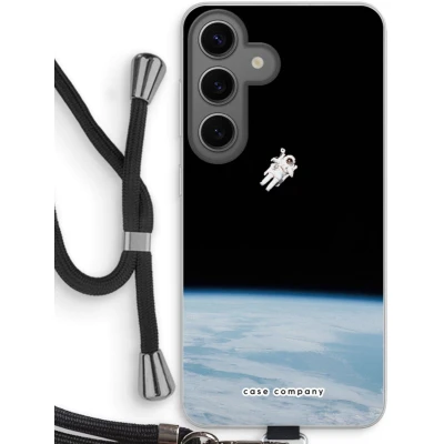 Afbeelding van Case Company® hoesje met Koord geschikt voor Samsung Galaxy S24 Alone in Space Telefoonhoesje Zwart Bescherming aan alle Kanten en Over de Schermrand
