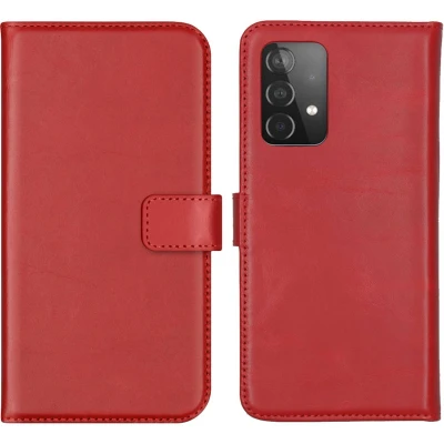 Afbeelding van Selencia Hoesje Geschikt voor Samsung Galaxy A52 (4G) / A52s (5G) Met Pasjeshouder Echt Lederen Bookcase Rood