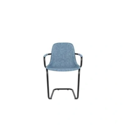 Afbeelding van Zuiver Thirsty Eetkamerstoelen met armleuning Blauw Set van 2
