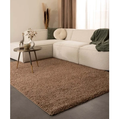 Afbeelding van Hoogpolig Tapijt/Vloerkleed Shaggy Trend Effen Mokka 120x170 Cm