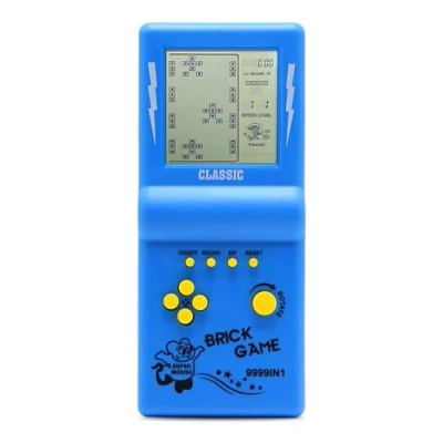 Afbeelding van HLF 3,5 inch groot scherm, baksteen, spelconsole, bouwblok, racespel, geïntegreerd tankspel, 23 klassieke spellen, nostalgische puzzel (blauw)