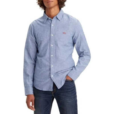 Image de Levi&#039;s Chemise slim à manches longues Battery Housemark pour homme, Bleu marine pivoine., M