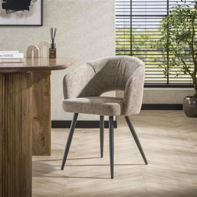 Afbeelding van Hoyz Collection Armstoel Boucle Salon Tissee Cargo Zandkleur Set van 2