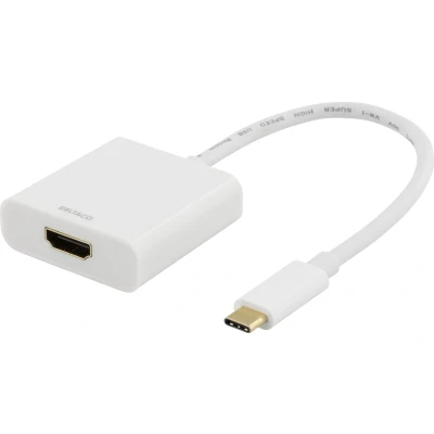 Afbeelding van DELTACO USBC HDMI7 USB C naar HDMI adapter, UltraHD 4K 30Hz, wit