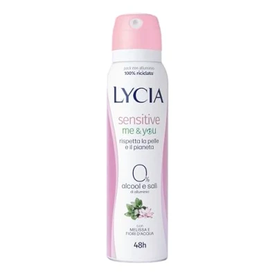 Afbeelding van Lycia Sensitive Me&amp;You Deodorant Spray, Zonder Alcohol, Aluminiumzout, Werkzaamheid 48 uur, Melissa geur en Waterbloemen, 150 ml