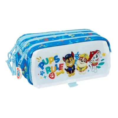 Afbeelding van Pennenetui met 3 vakken The Paw Patrol Pups rule Blauw 21,5 x 10 8 cm