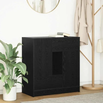 Afbeelding van vidaXL Dressoir met lades en deuren 70,5x34x74,5 cm zwart eikenkleurig