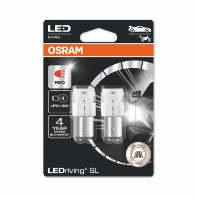 Afbeelding van Osram P21/5W LED Retrofit Rood 12V BAY15d 2 Stuks