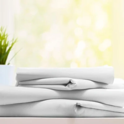 Afbeelding van Burrito Blanco Bovenlaken voor hotellerie, G12, effen, 100% katoen, eenpersoonsbed 90 x 190 tot 200 cm, laken 90, wit
