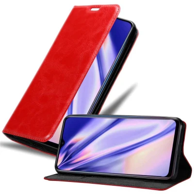 Afbeelding van Cadorabo Hoesje geschikt voor Oppo R17 NEO in APPEL ROOD Beschermhoes met magnetische sluiting, standfunctie en kaartvakje Book Case Cover Etui
