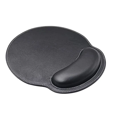 Afbeelding van eyscar Ergonomische lederen muismat met polssteun en traagschuim, lichtgewicht antislip voor kantoor, games, computer, laptop Mac,