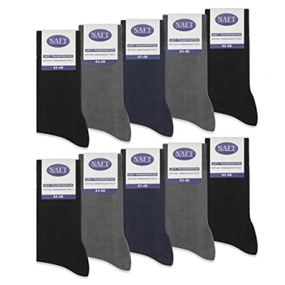 Afbeelding van Sockenkauf24, 10 paar sokken voor dames en heren, van 100% katoen, zonder drukkende teennaad, geen strakke kraag, verschillende kleurencombinaties, paar, 4 x antraciet, 2 marineblauw, zwart
