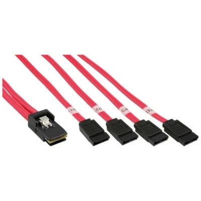 Image de Câble de raccordement SAS, Mini SAS SFF8087 à 4x SATA, Crossover, 0,5m