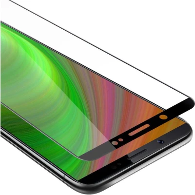 Afbeelding van Cadorabo Screenprotector geschikt voor Vivo V7 Volledig scherm pantserfolie Beschermfolie in TRANSPARANT met ZWART Gehard (Tempered) display beschermglas 9H hardheid 3D Touch