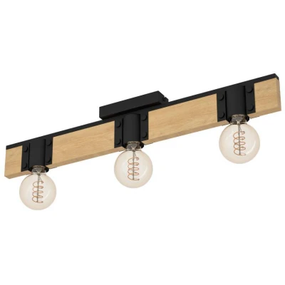 Afbeelding van EGLO Bailrigg Plafondlamp E27 65,5 cm Zwart/Bruin Hout/Staal