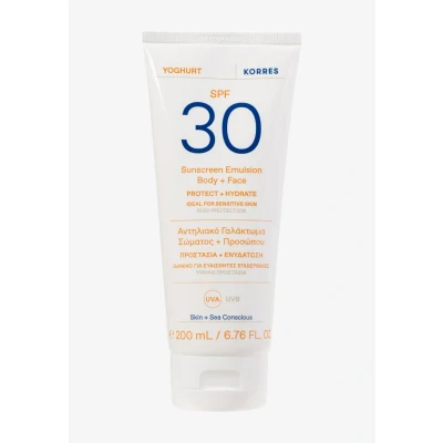 Afbeelding van Korres Yoghurt Sunscreen Emulsion BODY + FACE SPF30 Zonnebrandcrème, Maat: 200 ml,