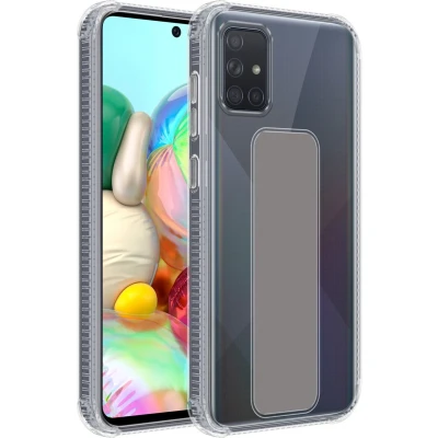 Afbeelding van Cadorabo Hoesje geschikt voor Samsung Galaxy A51 4G / M40s in GRIJS Beschermhoes gemaakt van flexibel TPU silicone Cover Case met houder en standfunctie