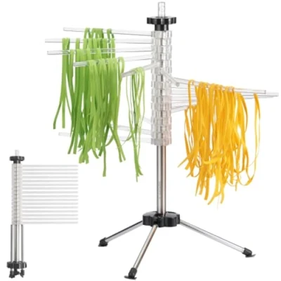 Afbeelding van Navaris Pasta Droogrek Inklapbaar pastarek voor zelfgemaakte spaghetti en noedels droger met 16 armen Capaciteit tot 2 kg