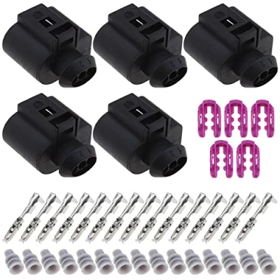 Afbeelding van ECSiNG 5 stuks 3 polige vrouwelijke connectoren voor auto met klemmen en sensorafdichtingen 3D0973703 1J0973703 waterdichte reparatieset