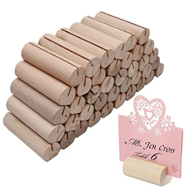 Afbeelding van Qixuer 40 stuks houten kaarthouders, bruiloft, tafelhouder, nummer, hout, fotohouder, tafelhouder voor bruiloftsdecoraties